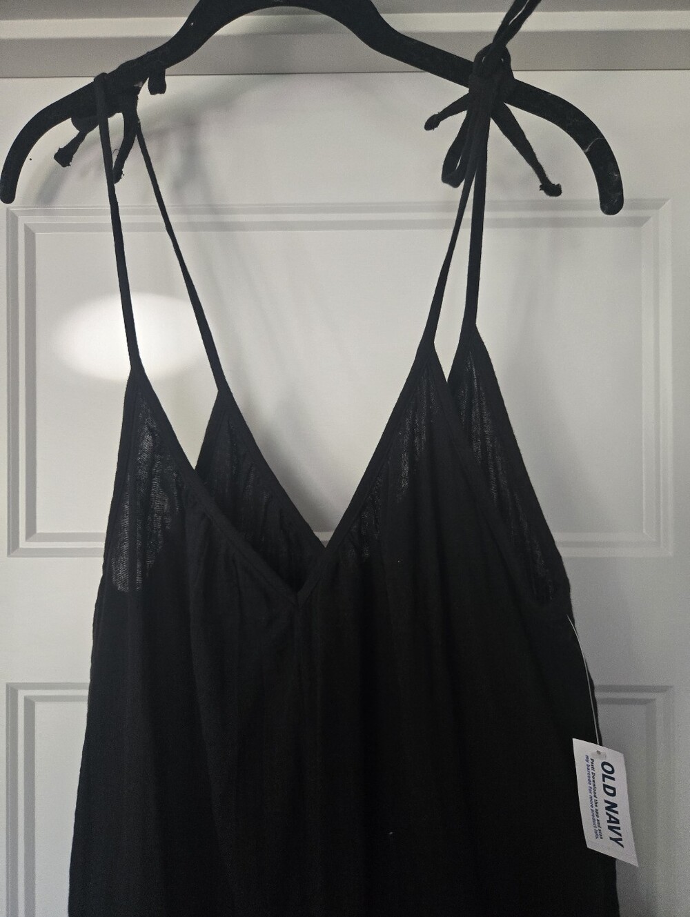 NWT!! Linen Blend Black Tie-Shoulder Wide Leg Jumpsuit With Pockets. Size M - Picture 6 of 7